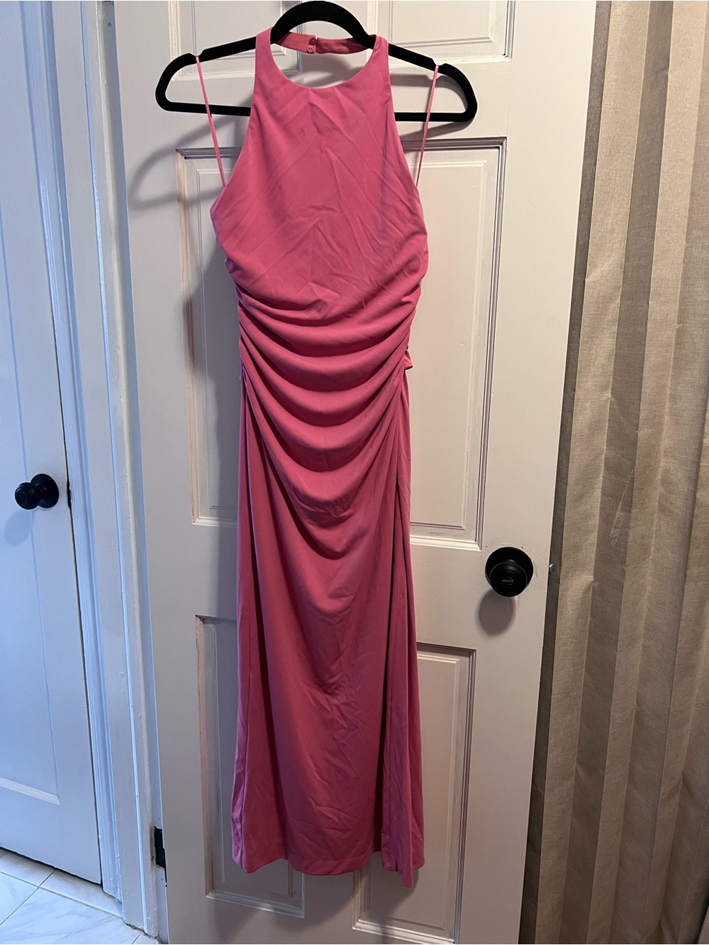 Zara Pink Ruched Halter Maxi Dress